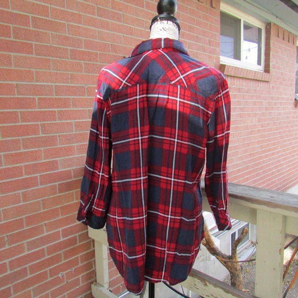 Polly & Esther Red and Blue Plaid Button Down Shirt - Picture 5 of 5